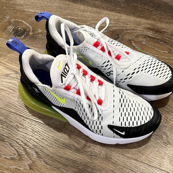 Nike Air Max 270 White Black with Lime Accents - Picture 1 of 6